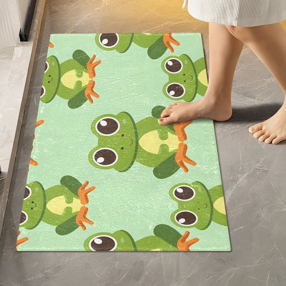 Toilet Rug Rectangle Bathroom Rugs Non-Slip Soft Plush Machine Washable Contour Bath Mat Lovely Frogs 24x16