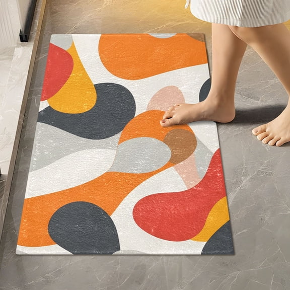 Toilet Rug Rectangle Bathroom Rugs Non-Slip Soft Plush Machine Washable Contour Bath Mat Minimalist Abstract Splashes 24x16