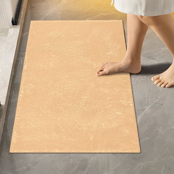 Toilet Rug Rectangle Bathroom Rugs Non-Slip Soft Plush Machine Washable Contour Bath Mat Pale Orange 24x16