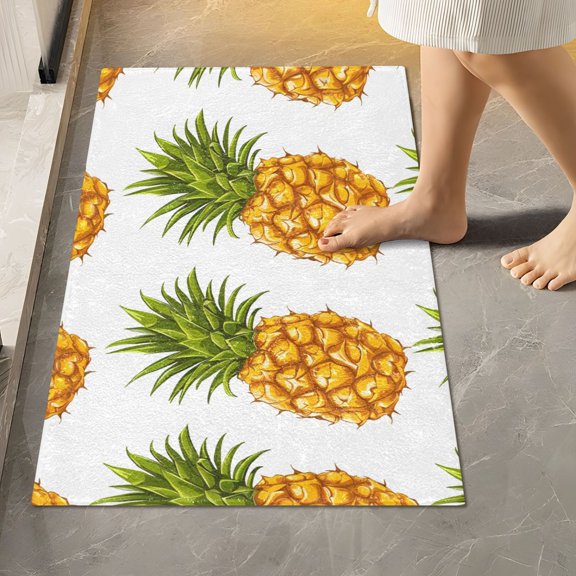Toilet Rug Rectangle Bathroom Rugs Non-Slip Soft Plush Machine Washable Contour Bath Mat Pineapple Fruit 24x16