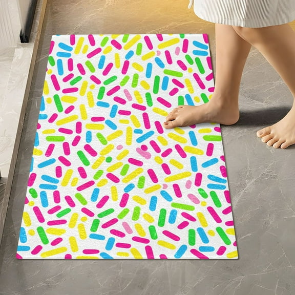 Toilet Rug Rectangle Bathroom Rugs Non-Slip Soft Plush Machine Washable Contour Bath Mat Sprinkles 24x16