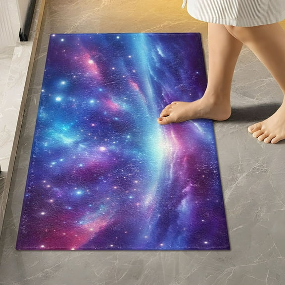 Toilet Rug Rectangle Bathroom Rugs Non-Slip Soft Plush Machine Washable Contour Bath Mat Starry Sky at Night 24x16