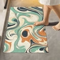 thumbnail image 1 of Toilet Rug Rectangle Bathroom Rugs Non-Slip Soft Plush Machine Washable Contour Bath Mat Teal Orange Marble 24x16, 1 of 9