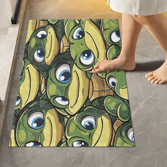 Toilet Rug Rectangle Bathroom Rugs Non-Slip Soft Plush Machine Washable Contour Bath Mat Turtle with Big Eye 24x16