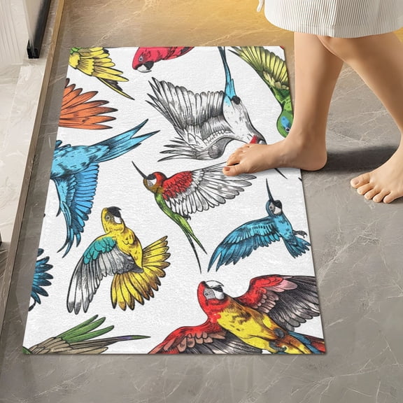 Toilet Rug Rectangle Bathroom Rugs Non-Slip Soft Plush Machine Washable Contour Bath Mat Various Birds 24x16