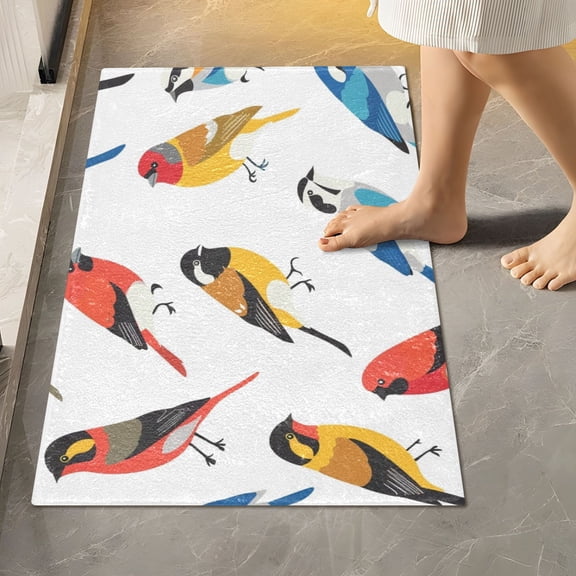 Toilet Rug Rectangle Bathroom Rugs Non-Slip Soft Plush Machine Washable Contour Bath Mat Various Color Birds 24x16