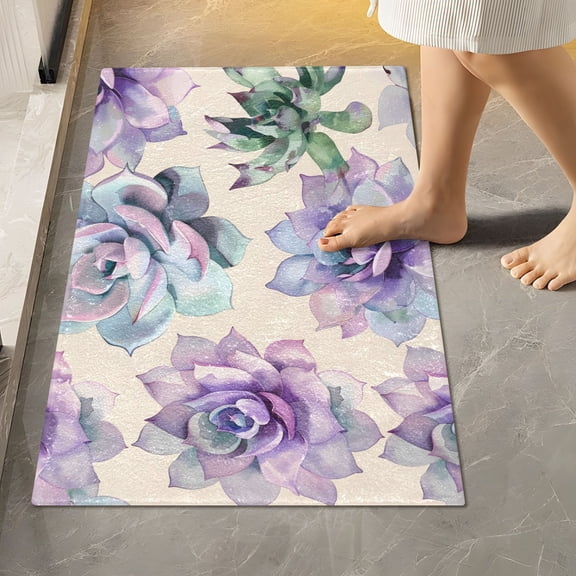 Toilet Rug Rectangle Bathroom Rugs Non-Slip Soft Plush Machine Washable Contour Bath Mat Vivid Floral Flowers 24x16