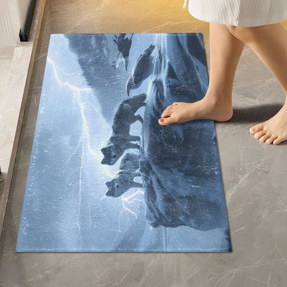 Toilet Rug Rectangle Bathroom Rugs Non-Slip Soft Plush Machine Washable Contour Bath Mat Wolves and Eagle 24x16