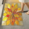 thumbnail image 1 of Toilet Rug Rectangle Bathroom Rugs Non-Slip Soft Plush Machine Washable Contour Bath Mat Yellow Red Floral Stained Glass 24x16, 1 of 9