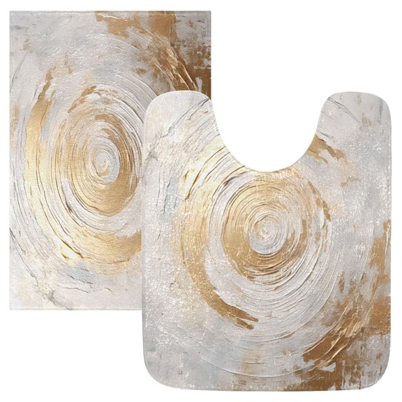 Toilet Rug Set Non-Slip Bathroom Rugs Soft Plush Machine Washable Contour Bath Mat Abstract Oil Swirls Circular 24x20/24x16