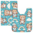 thumbnail image 1 of Toilet Rug Set Non-Slip Bathroom Rugs Soft Plush Machine Washable Contour Bath Mat Bear with Hat and Rainbow 24x20/24x16, 1 of 9