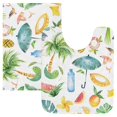 thumbnail image 1 of Toilet Rug Set Non-Slip Bathroom Rugs Soft Plush Machine Washable Contour Bath Mat Coconut Tree and Fruits 24x20/24x16, 1 of 9