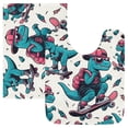 thumbnail image 1 of Toilet Rug Set Non-Slip Bathroom Rugs Soft Plush Machine Washable Contour Bath Mat Cool Dinosaurs Skating 24x20/24x16, 1 of 9