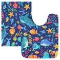 thumbnail image 1 of Toilet Rug Set Non-Slip Bathroom Rugs Soft Plush Machine Washable Contour Bath Mat Different Fish and Seaweed 24x20/24x16, 1 of 9