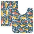 thumbnail image 1 of Toilet Rug Set Non-Slip Bathroom Rugs Soft Plush Machine Washable Contour Bath Mat Dolphin with Seaweed 24x20/24x16, 1 of 9