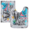 thumbnail image 1 of Toilet Rug Set Non-Slip Bathroom Rugs Soft Plush Machine Washable Contour Bath Mat Elephants Birds 24x20/24x16, 1 of 9