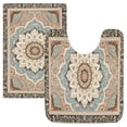 thumbnail image 1 of Toilet Rug Set Non-Slip Bathroom Rugs Soft Plush Machine Washable Contour Bath Mat Fashion Mandala 24x20/24x16, 1 of 9