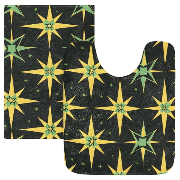 Toilet Rug Set Non-Slip Bathroom Rugs Soft Plush Machine Washable Contour Bath Mat Flashing Stars 24x20/24x16