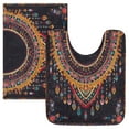 thumbnail image 1 of Toilet Rug Set Non-Slip Bathroom Rugs Soft Plush Machine Washable Contour Bath Mat Oriental Ethnic Traditional Necklace 24x20/24x16, 1 of 9