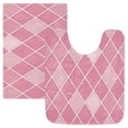thumbnail image 1 of Toilet Rug Set Non-Slip Bathroom Rugs Soft Plush Machine Washable Contour Bath Mat Pink Block 24x20/24x16, 1 of 9