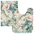 thumbnail image 1 of Toilet Rug Set Non-Slip Bathroom Rugs Soft Plush Machine Washable Contour Bath Mat Soft Pastel Morning Glory Flowers 24x20/24x16, 1 of 9