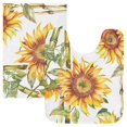 thumbnail image 1 of Toilet Rug Set Non-Slip Bathroom Rugs Soft Plush Machine Washable Contour Bath Mat Sunflower and Bamboo 24x20/24x16, 1 of 9