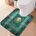 thumbnail image 1 of Toilet Rug U-Shaped Bathroom Rugs Non-Slip Soft Plush Machine Washable Contour Bath Mat Abstract Teal Geometric 24x20, 1 of 9