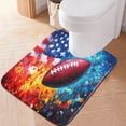 thumbnail image 1 of Toilet Rug U-Shaped Bathroom Rugs Non-Slip Soft Plush Machine Washable Contour Bath Mat American Flag and Football 24x20, 1 of 9