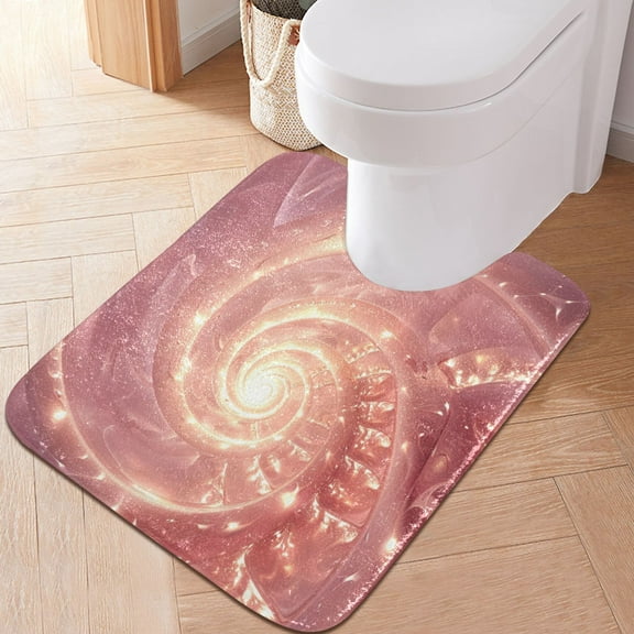 Toilet Rug U-Shaped Bathroom Rugs Non-Slip Soft Plush Machine Washable Contour Bath Mat Beautiful Light Swirl 24x20