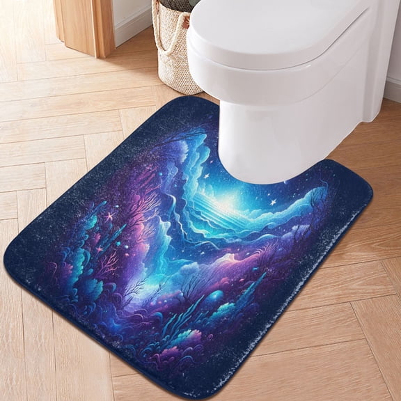 Toilet Rug U-Shaped Bathroom Rugs Non-Slip Soft Plush Machine Washable Contour Bath Mat Beautiful Underwater World 24x20