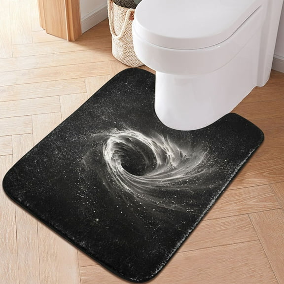 Toilet Rug U-Shaped Bathroom Rugs Non-Slip Soft Plush Machine Washable Contour Bath Mat Black Hole 24x20