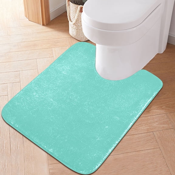 Toilet Rug U-Shaped Bathroom Rugs Non-Slip Soft Plush Machine Washable Contour Bath Mat Calamine Blue 24x20
