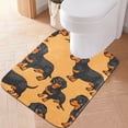 thumbnail image 1 of Toilet Rug U-Shaped Bathroom Rugs Non-Slip Soft Plush Machine Washable Contour Bath Mat Cartoon Dachshund Dogs 24x20, 1 of 9