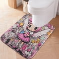 thumbnail image 1 of Toilet Rug U-Shaped Bathroom Rugs Non-Slip Soft Plush Machine Washable Contour Bath Mat Cartoon Girl and Graffiti 24x20, 1 of 9