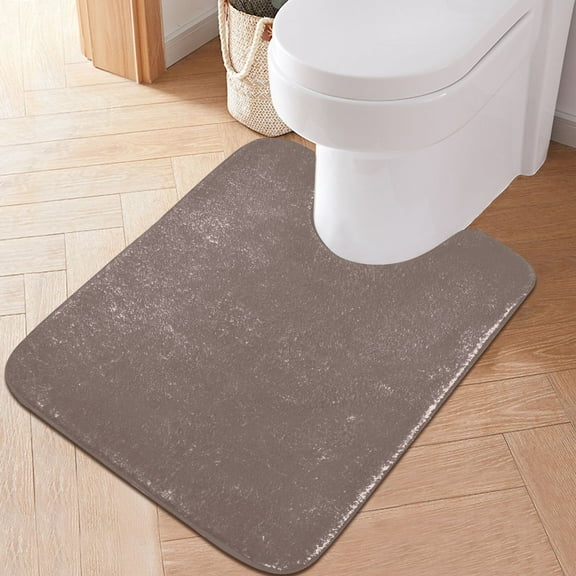 Toilet Rug U-Shaped Bathroom Rugs Non-Slip Soft Plush Machine Washable Contour Bath Mat Chocolate 24x20