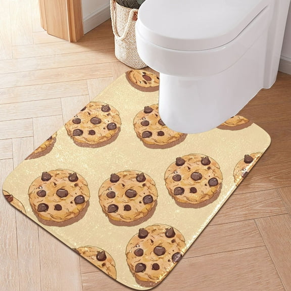 Toilet Rug U-Shaped Bathroom Rugs Non-Slip Soft Plush Machine Washable Contour Bath Mat Chocolate Cookies 24x20