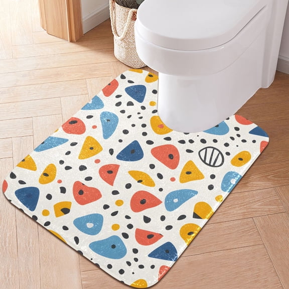 Toilet Rug U-Shaped Bathroom Rugs Non-Slip Soft Plush Machine Washable Contour Bath Mat Colorful Spots 24x20