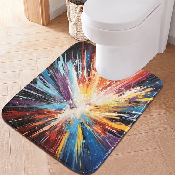 Toilet Rug U-Shaped Bathroom Rugs Non-Slip Soft Plush Machine Washable Contour Bath Mat Colorful Tie Dye 24x20