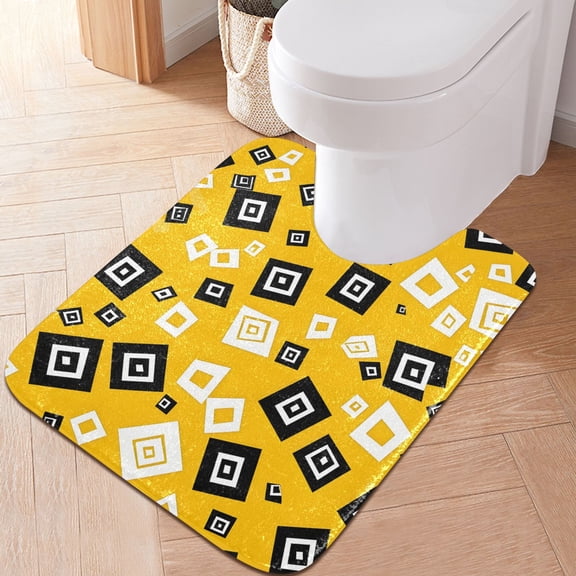Toilet Rug U-Shaped Bathroom Rugs Non-Slip Soft Plush Machine Washable Contour Bath Mat Cube Drop 24x20