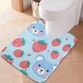 thumbnail image 1 of Toilet Rug U-Shaped Bathroom Rugs Non-Slip Soft Plush Machine Washable Contour Bath Mat Cute Bear Face with Strawberry 24x20, 1 of 9