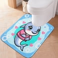 thumbnail image 1 of Toilet Rug U-Shaped Bathroom Rugs Non-Slip Soft Plush Machine Washable Contour Bath Mat Cute Cartoon Dolphin Girl with Bow 24x20, 1 of 9