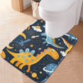 thumbnail image 1 of Toilet Rug U-Shaped Bathroom Rugs Non-Slip Soft Plush Machine Washable Contour Bath Mat Cute Dinosaurs in Space 24x20, 1 of 9