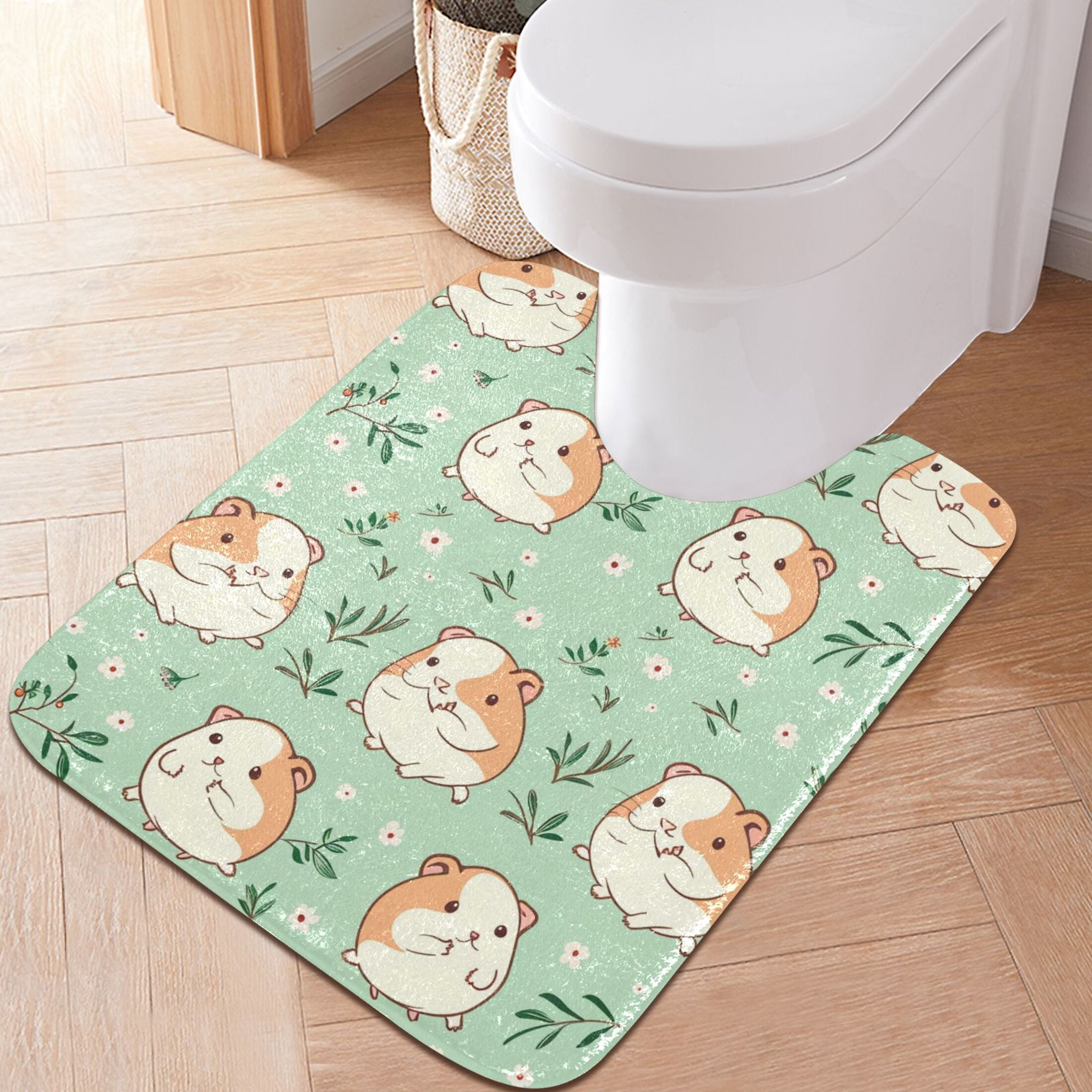 Picture of Toilet Rug U-Shaped Bathroom Rugs Non-Slip Soft Plush Machine Washable ...