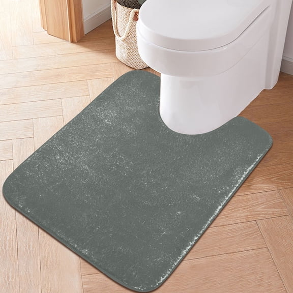 Toilet Rug U-Shaped Bathroom Rugs Non-Slip Soft Plush Machine Washable Contour Bath Mat Dark Green 24x20