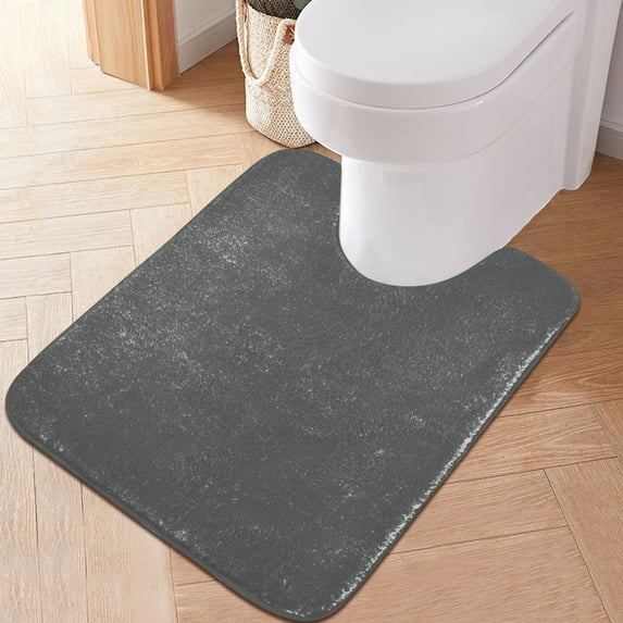 Toilet Rug U-Shaped Bathroom Rugs Non-Slip Soft Plush Machine Washable Contour Bath Mat Dark Grey 24x20