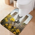 thumbnail image 1 of Toilet Rug U-Shaped Bathroom Rugs Non-Slip Soft Plush Machine Washable Contour Bath Mat Donkey with Chrysanthemum Flower 24x20, 1 of 9