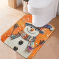 thumbnail image 1 of Toilet Rug U-Shaped Bathroom Rugs Non-Slip Soft Plush Machine Washable Contour Bath Mat Fashionably Dressed Snowmen 24x20, 1 of 9