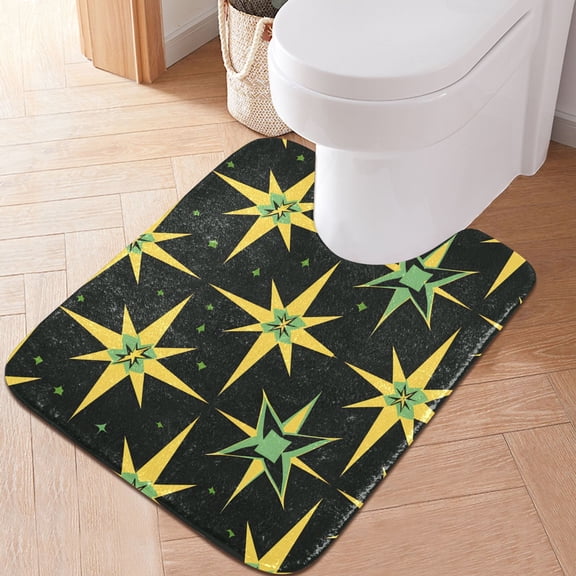 Toilet Rug U-Shaped Bathroom Rugs Non-Slip Soft Plush Machine Washable Contour Bath Mat Flashing Stars 24x20