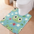 thumbnail image 1 of Toilet Rug U-Shaped Bathroom Rugs Non-Slip Soft Plush Machine Washable Contour Bath Mat Frog Face Leaf Strawberry Flower 24x20, 1 of 9