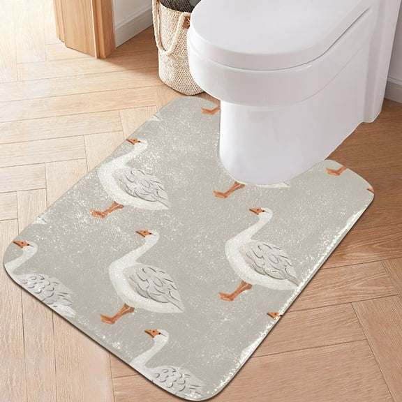 Toilet Rug U-Shaped Bathroom Rugs Non-Slip Soft Plush Machine Washable Contour Bath Mat Gooses 24x20